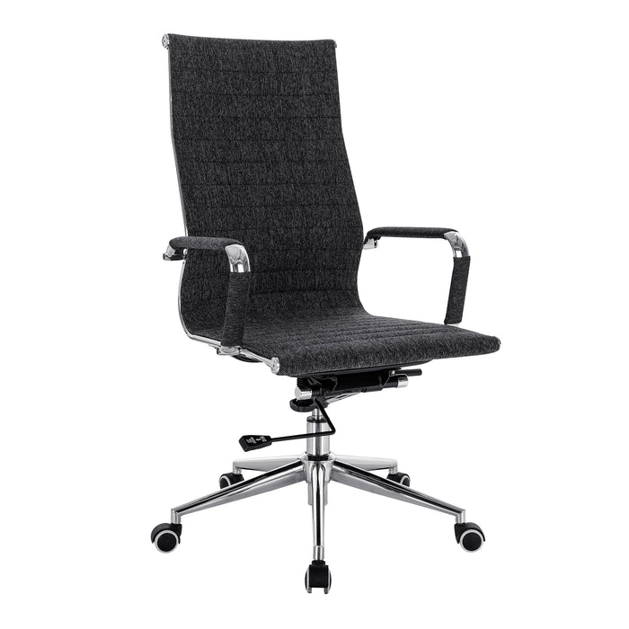 Aura – Contemporary High Back Fleck Fabric Executive Armchair with Chrome Base