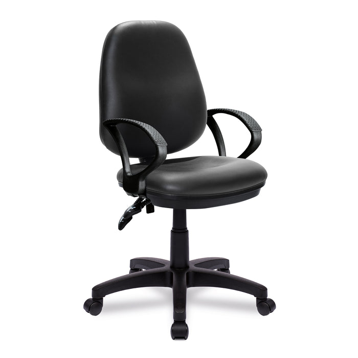 Java 200 – Medium Back Vinyl Operator Chair – Twin Lever with Fixed Arms