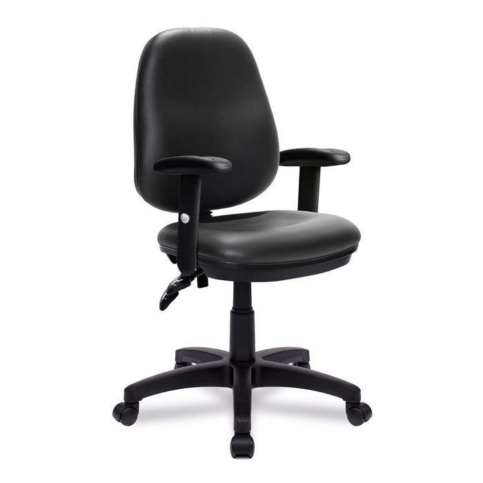 Java 200 – Medium Back Vinyl Operator Chair – Twin Lever with Height Adjustable Arms