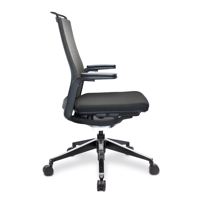 Libra – High Back Fabric Manager Chair with Slimline Seat & Back, Built-in Levers and Nylon Base with Silver Detail