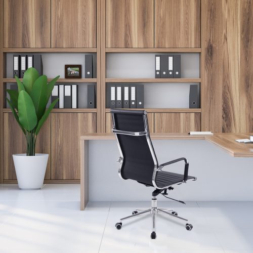 Aura – Contemporary High Back Fleck Fabric Executive Armchair with Chrome Base