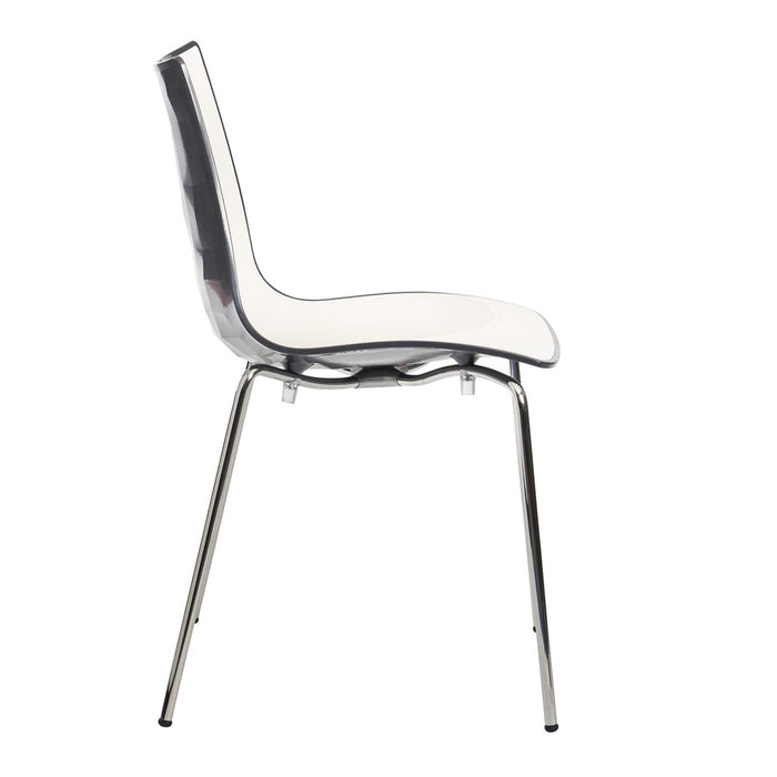 Gecko shell dining stacking chair with chrome legs