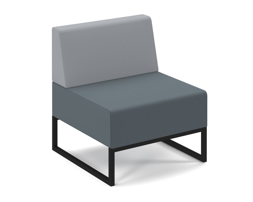 Nera modular soft seating single bench with back and black frame