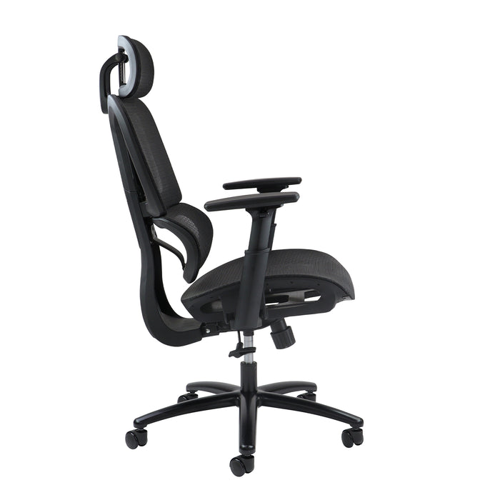Zala mesh back operator chair with headrest and black mesh seat