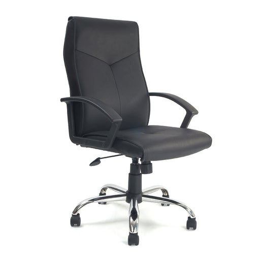 Weston - High Back Leather Faced Executive Armchair with Chrome Base.