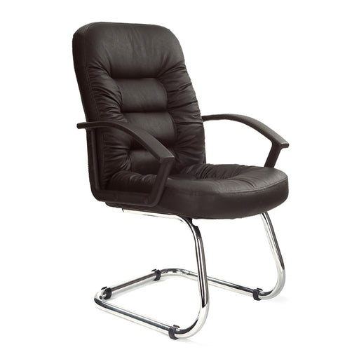 Fleet - High Back Leather Faced Executive Visitor Armchair with Ruched Panel Detailing.