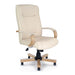 Troon - High Back Leather Faced Executive Chair with Oak Effect Arms & Base.