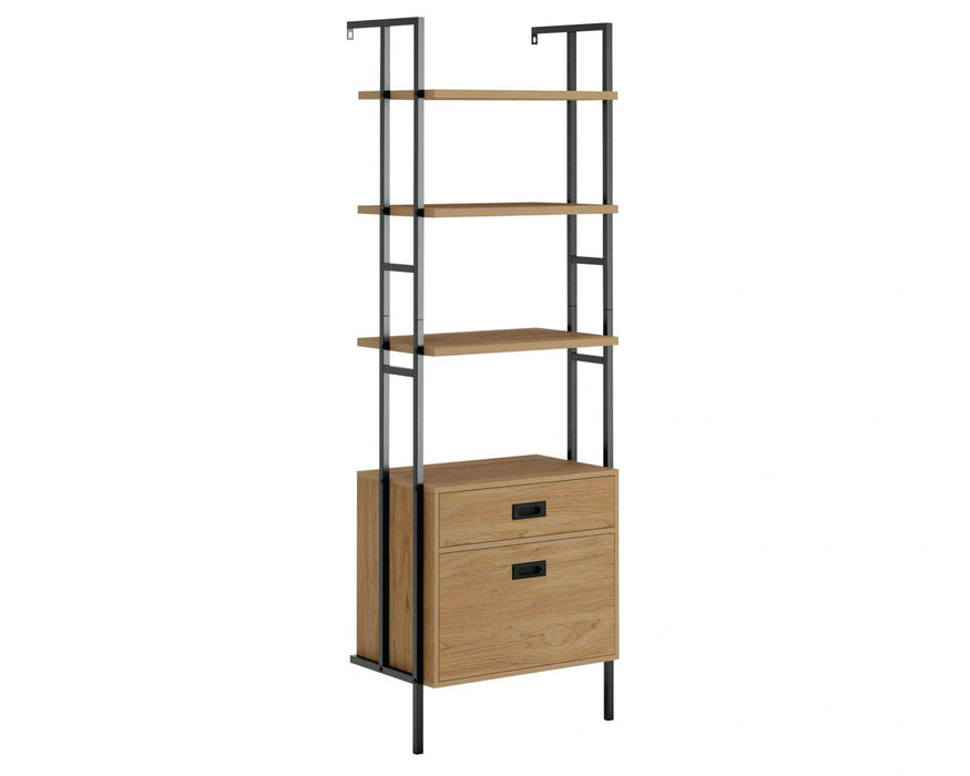 Hythe - Wall Mounted 4 Shelf Bookcase with Drawers