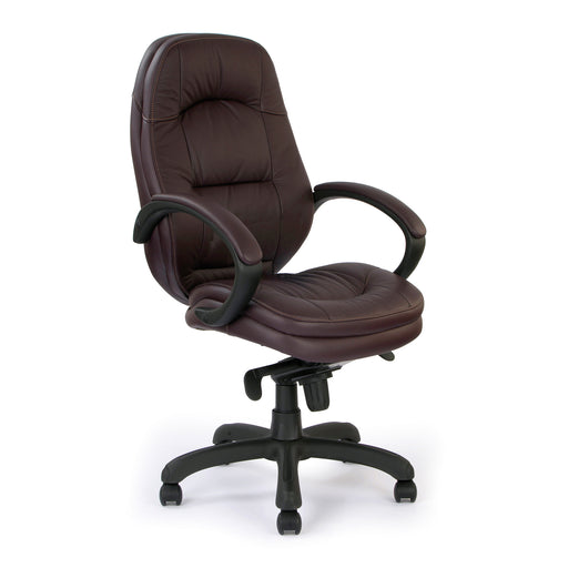 Brighton - Luxurious Leather Faced Executive Armchair with Padded, Upholstered Armpads.