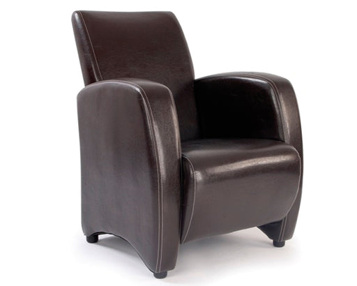 Metro - High Back Lounge Armchair Upholstered in a Durable Leather Effect Finish.