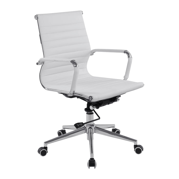 Aura – Contemporary Medium Back Bonded Leather Executive Armchair with Chrome Base