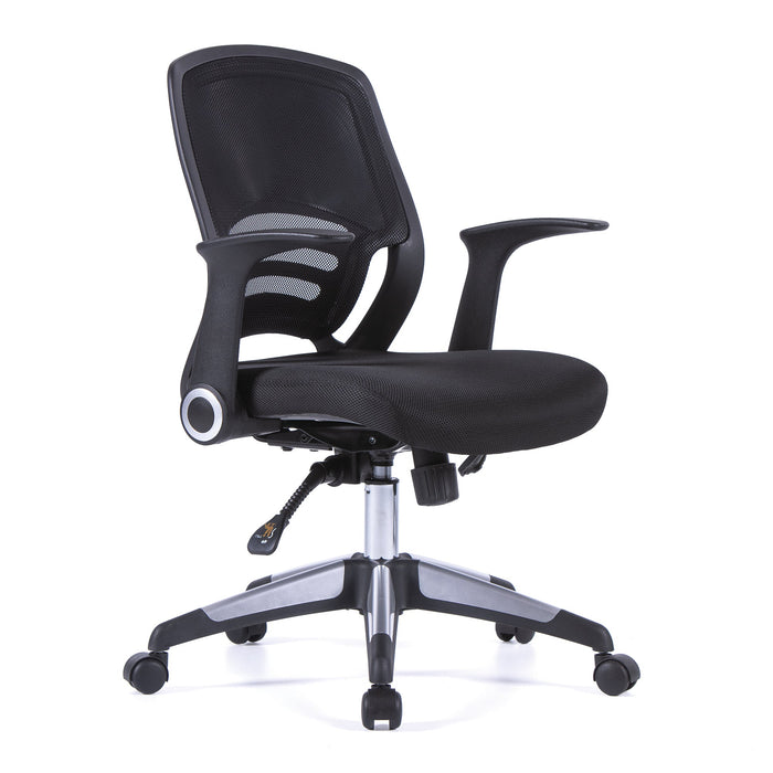 Graphite – Medium Mesh Back Task Chair with Folding Arms and Stylish Back Panelling