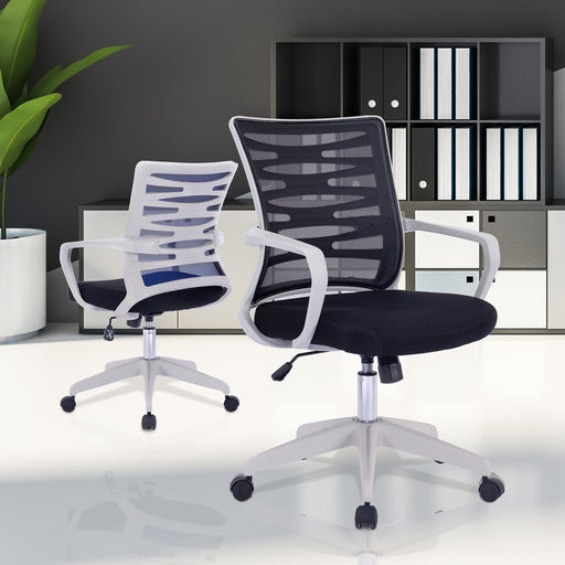Spyro - Designer Mesh Armchair with White Frame and Detailed Back Panelling.