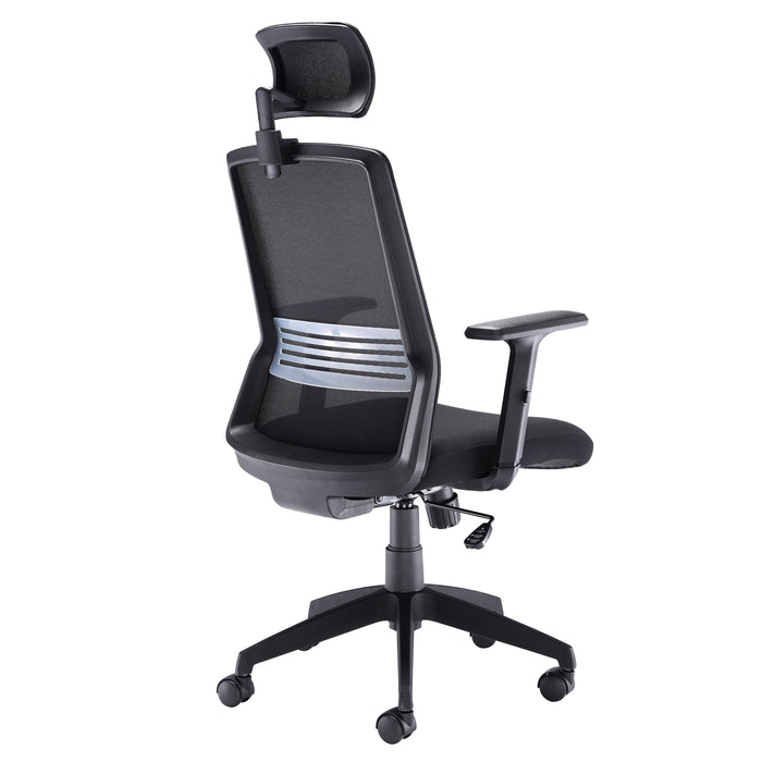 Denali High Back Chair with Headrest - Black Mesh.