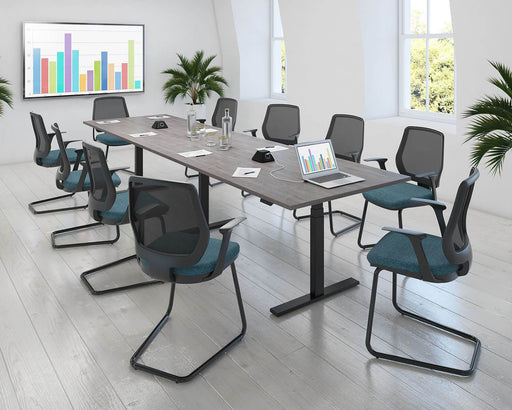 Elev8²Touch - Radial Boardroom Table - White Frame.