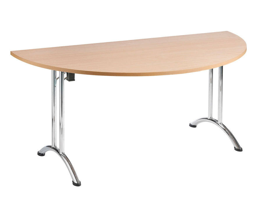 Versa Semi Circular Table – 1600mm Wide Modular Table with Folding Tubular Chrome Frame