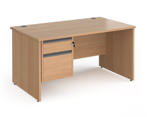 Contract 25 - Straight Desk with 2 Drawer Pedestal - Graphite Finger Pull Handles.