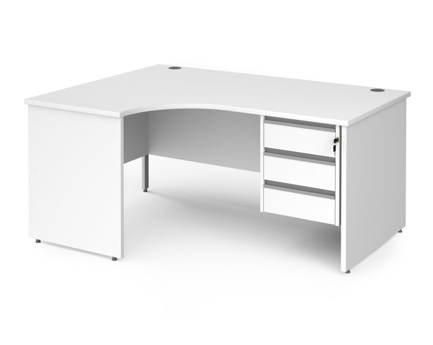 Contract 25 - Ergonomic Panel End Leg Desk with 3 Drawer Pedestal - Left Hand.
