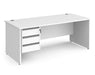 Contract 25 - Straight Desk with 3 Drawer Pedestal - Silver Finger Pull Handles.