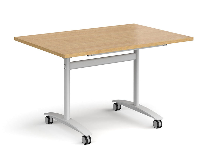 Deluxe Fliptop -  Rectangular Meeting Room Table - White Frame.