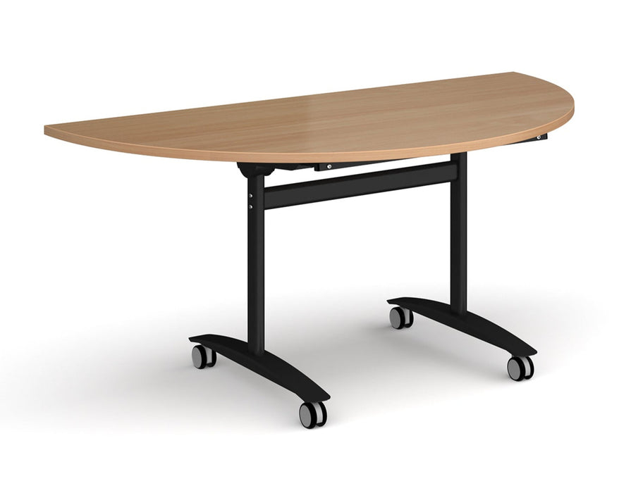 Deluxe Fliptop - Semi-Circular Meeting Table - Black Frame.