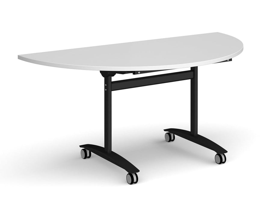Deluxe Fliptop - Semi-Circular Meeting Table - Black Frame.