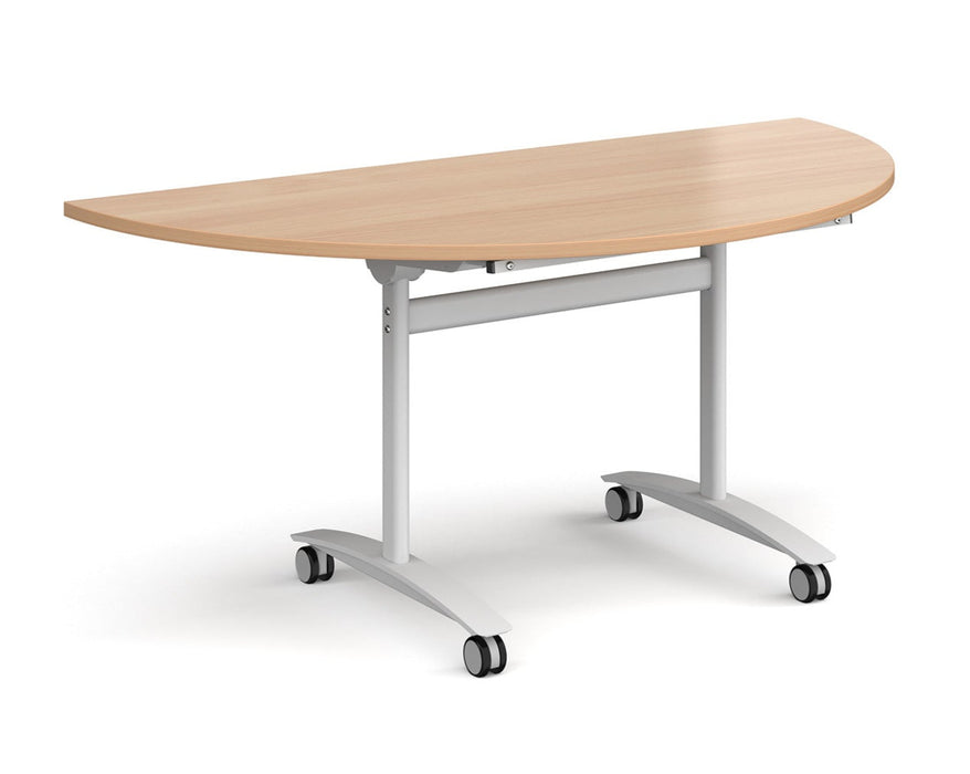 Deluxe Fliptop - Semi-Circular Meeting Table - White Frame.