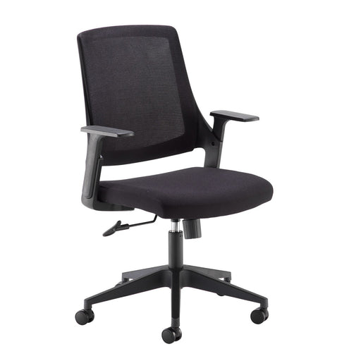 Duffy - Black Mesh Back Operator Chair with Black Fabric Seat and Black Base.