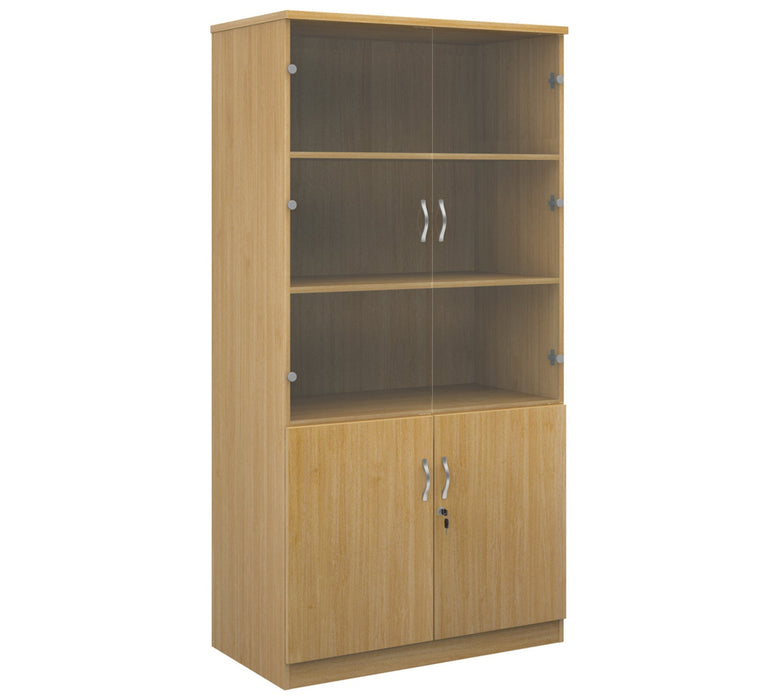 Deluxe Combination Units With Wood & Glass Doors - Four Shelves.