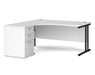Maestro 25 - Ergonomic Left Hand Desk with Cantilever Frame and Pedestal - Black Frame.