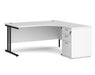 Maestro 25 - Ergonomic Right Hand Desk with Cantilever Frame and Pedestal - Black Frame.