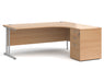 Maestro 25 - Ergonomic Right Hand Desk with Cantilever Frame and Pedestal - Silver Frame.