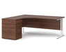 Maestro 25 - Ergonomic Left Hand Desk with Cantilever Frame and Pedestal - White Frame.
