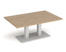 Eros - Rectangular Coffee Table with Flat Brushed Steel Rectangular Base and Twin Uprights - White Frame.