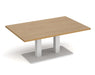 Eros - Rectangular Coffee Table with Flat Brushed Steel Rectangular Base and Twin Uprights - White Frame.