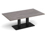 Eros - Rectangular Coffee Table with Flat Brushed Steel Rectangular Base and Twin Uprights - Black Frame.