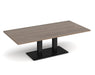 Eros - Rectangular Coffee Table with Flat Brushed Steel Rectangular Base and Twin Uprights - Black Frame.
