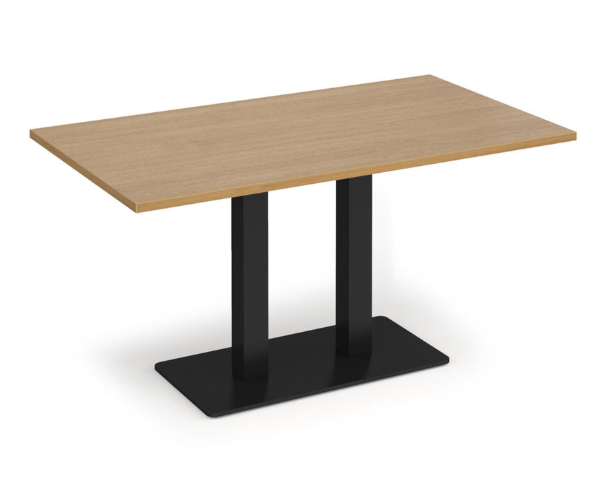 Eros - Rectangular Dining Table with Flat Brushed Steel Rectangular Base and Twin Uprights - Black Frame.