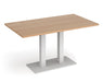 Eros - Rectangular Dining Table with Flat Brushed Steel Rectangular Base and Twin Uprights - White Frame.