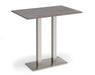 Eros - Rectangular Poseur Table with Flat Brushed Steel Rectangular Base and Twin Uprights - Brushed Steel Frame.