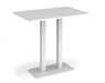 Eros - Rectangular Poseur Table with Flat Brushed Steel Rectangular Base and Twin Uprights - White Frame.