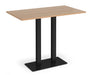 Eros - Rectangular Poseur Table with Flat Brushed Steel Rectangular Base and Twin Uprights - Black Frame.