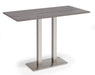 Eros - Rectangular Poseur Table with Flat Brushed Steel Rectangular Base and Twin Uprights - Brushed Steel Frame.