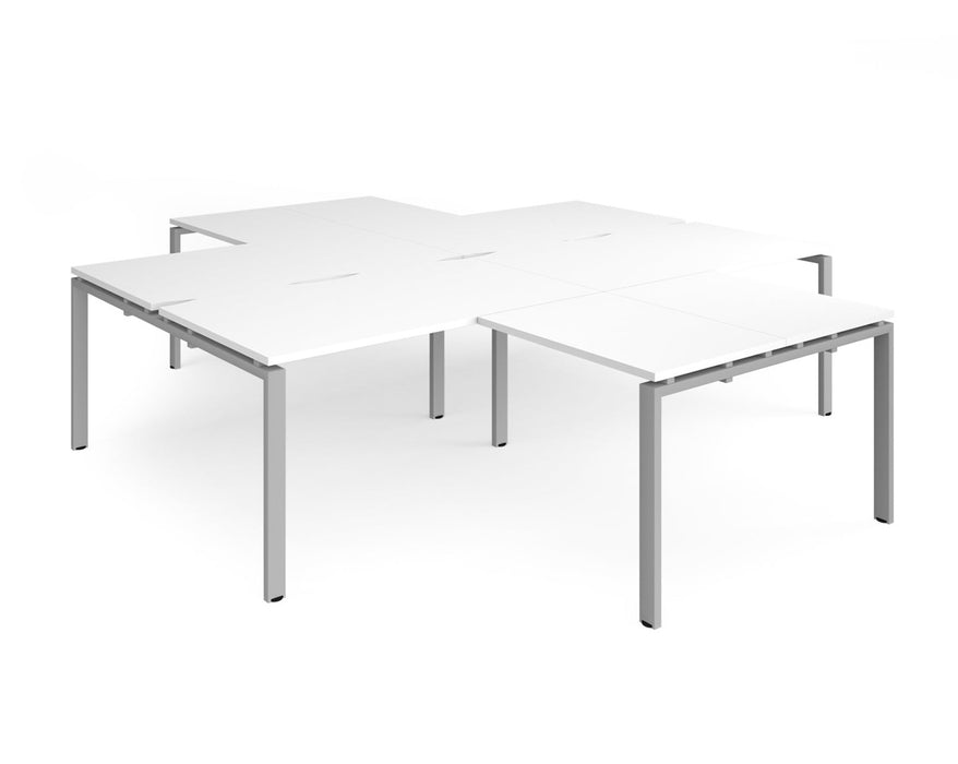 Adapt II - 4 Desk Cluster with Return Desks - Silver Frame