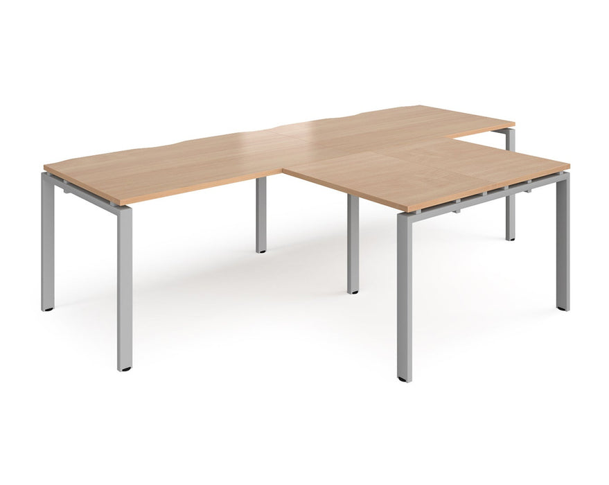 Adapt II - Double Straight Desk with Returns - Silver Frame