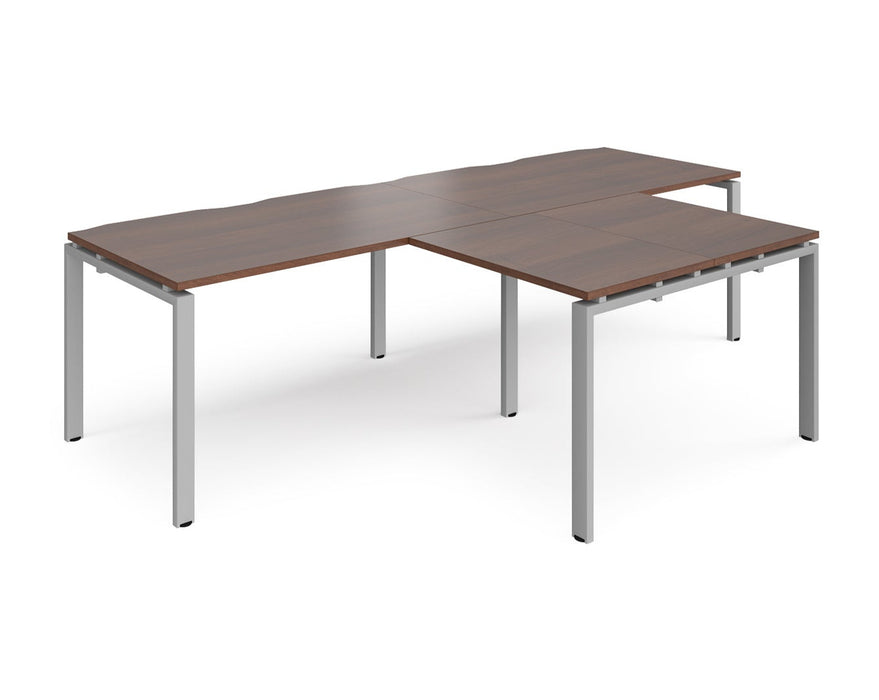 Adapt II - Double Straight Desk with Returns - Silver Frame