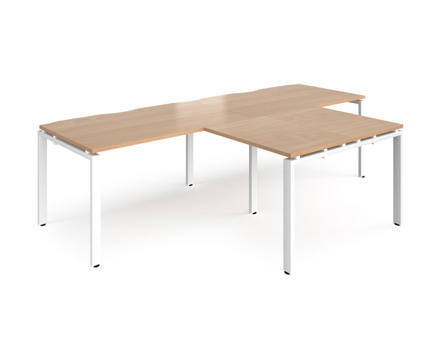 Adapt II - Double Straight Desk with Returns - White Frame