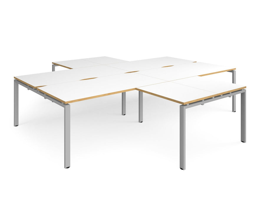 Adapt II - 4 Desk Cluster with Return Desks - Silver Frame
