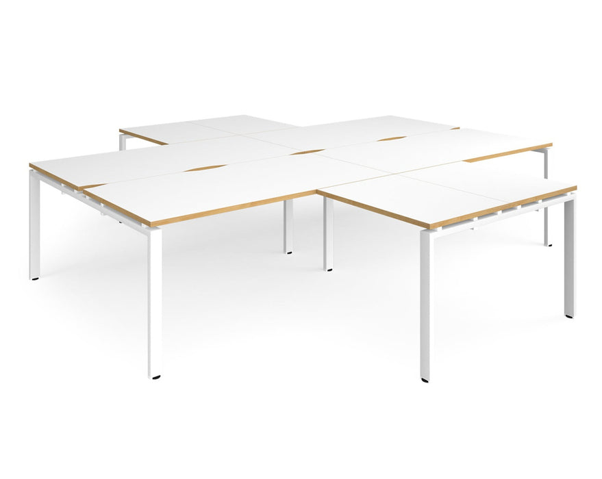Adapt II - 4 Desk Cluster with Return Desks - White Frame