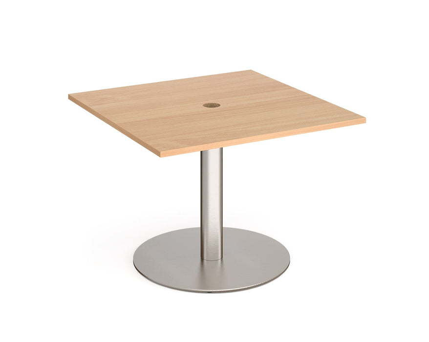 Eternal - Square Meeting Table with Central Circular Cutout - Brushed Steel Base.